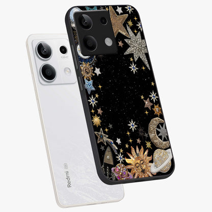 Galactic Jewel Stars Glass Case displayed in angled mockup highlighting shining celestial star design with cosmic aesthetic style.