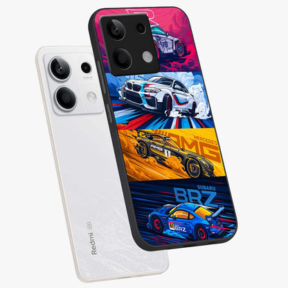 JDM Sports Car Glass Case displayed in angled mockup highlighting sleek Japanese racing car design with automotive aesthetic.