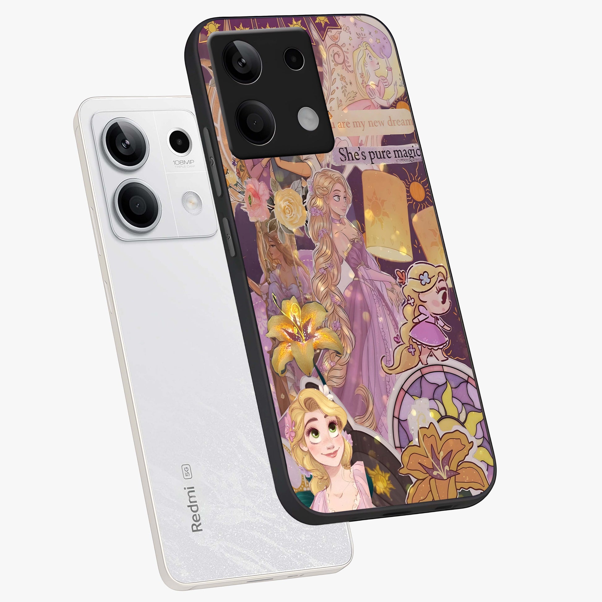 Magical Tangled Dream Glass Case displayed in angled mockup highlighting whimsical fantasy design with magical aesthetic.