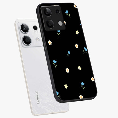 Minimal Petal Whispers Glass Case displayed in angled mockup highlighting delicate petal design with clean minimal aesthetic.