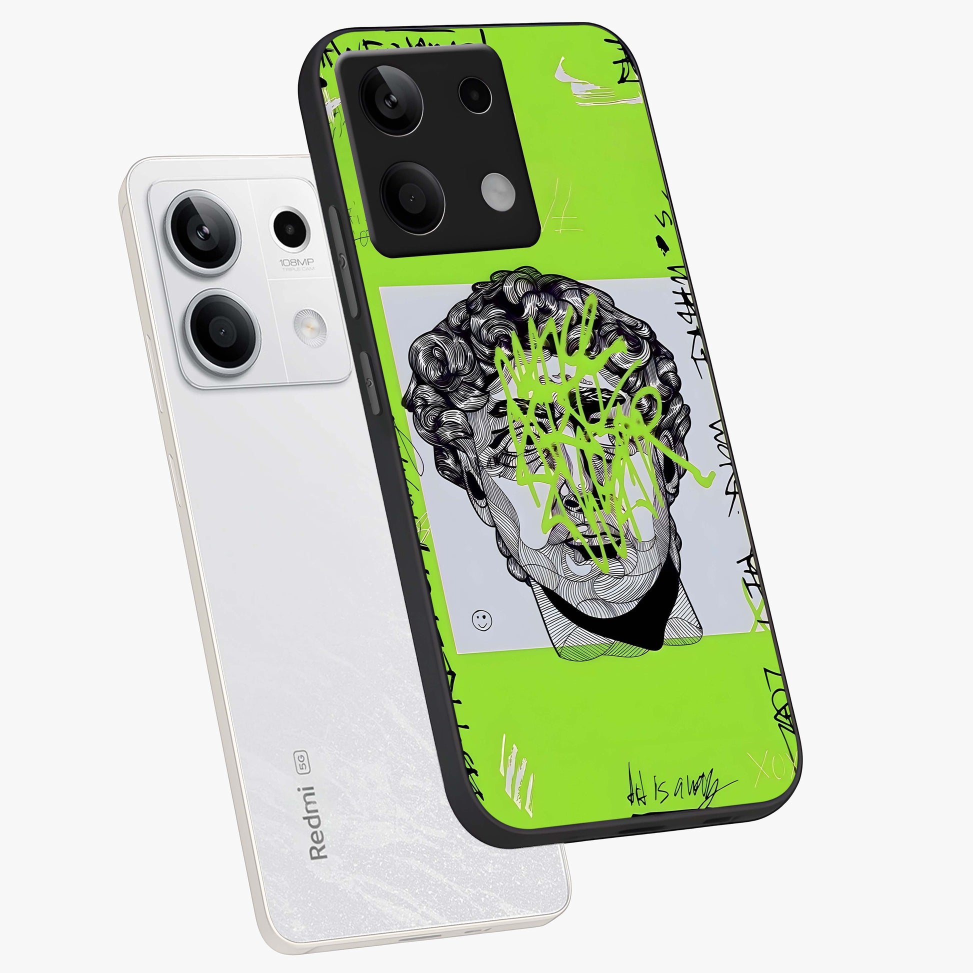 Neo Graffiti Rebellion Glass Case displayed in angled mockup highlighting urban street art design with rebellious aesthetic.