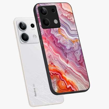 Rose Quartz Marble Glass Case displayed in angled mockup highlighting elegant marble pattern with soft aesthetic style.