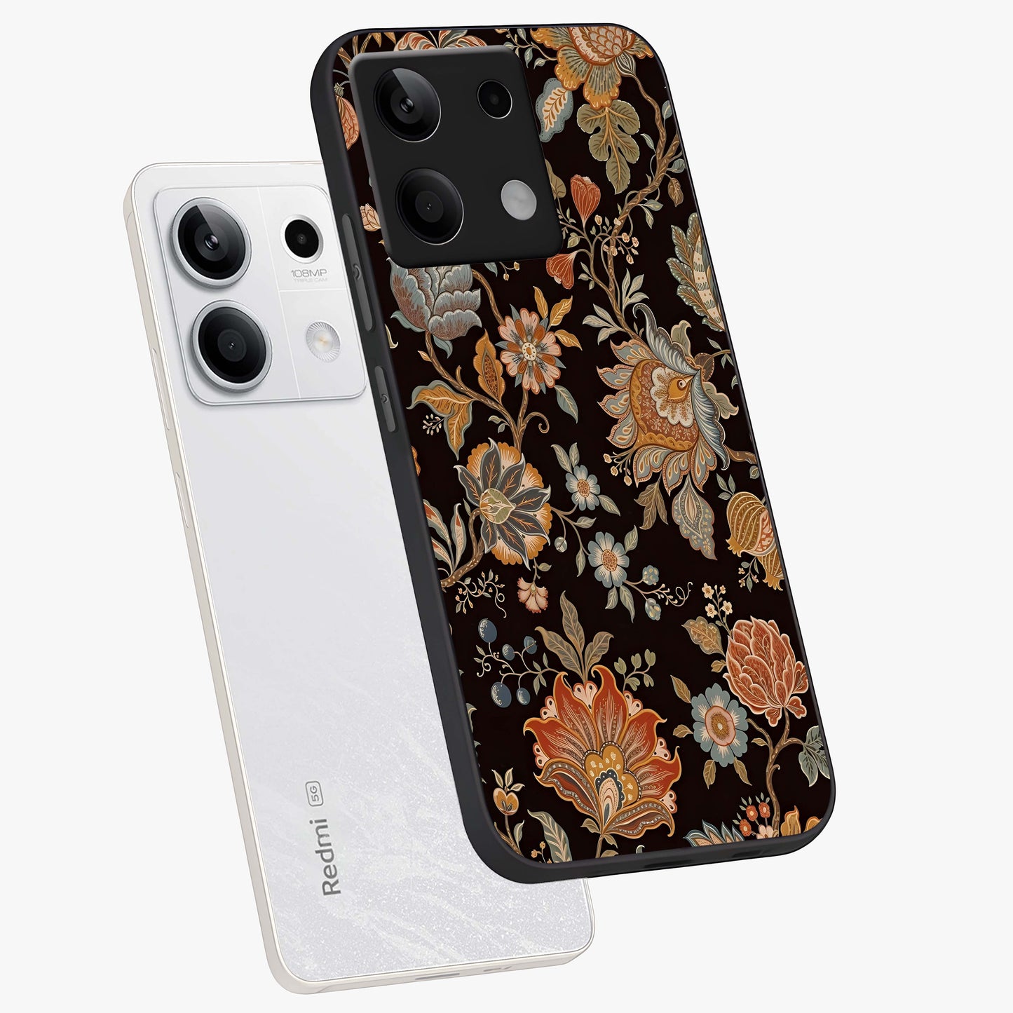 Vintage Floral Dream Glass Case displayed in angled mockup highlighting elegant vintage flower design with soft aesthetic style.