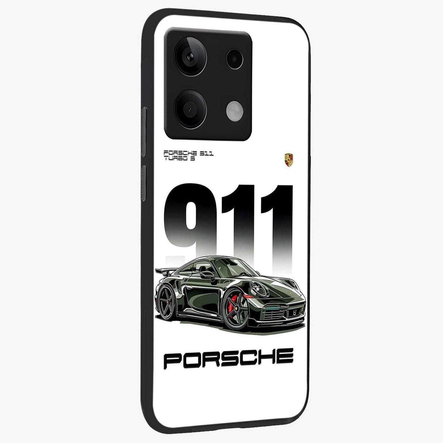 911 Turbo Dominance Glass Case upright perspective showcasing powerful racing design and modern automotive aesthetic.