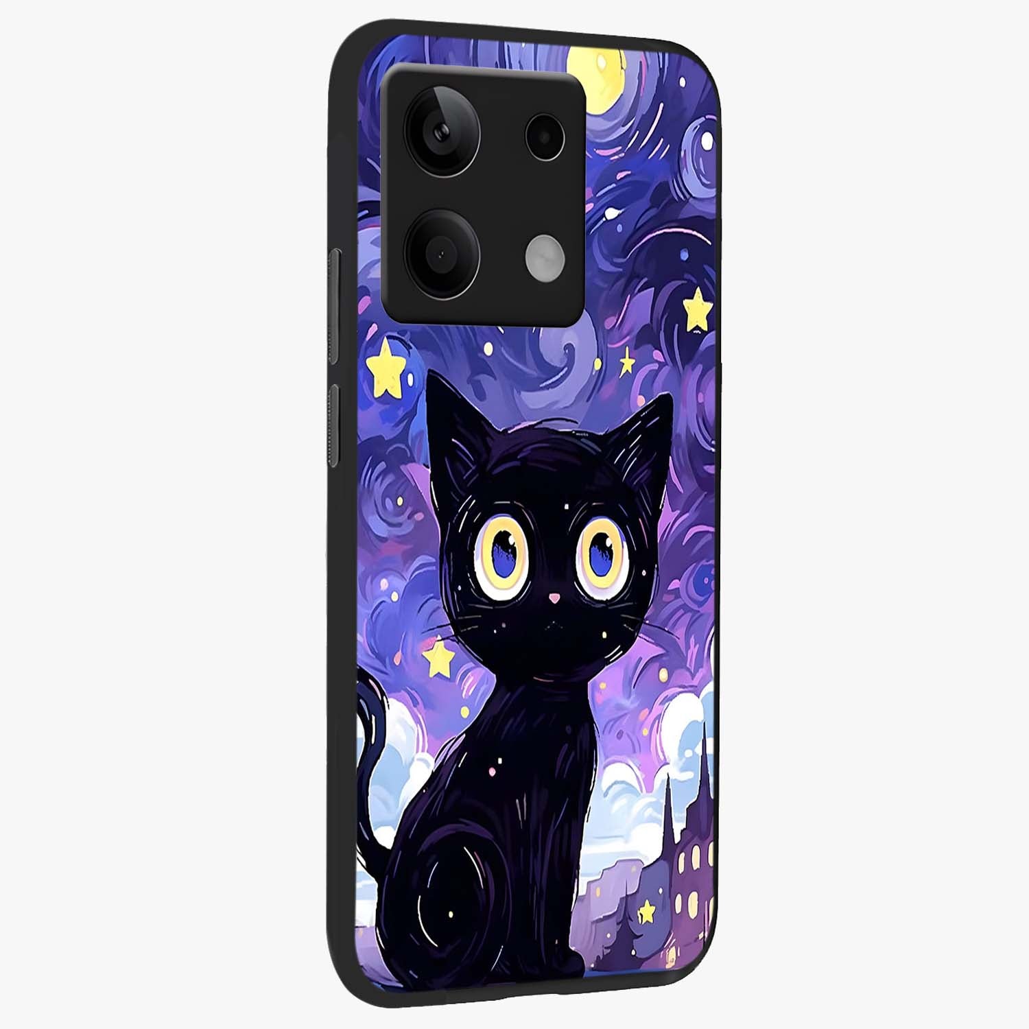 Abstract Cat Art Glass Case upright view showcasing creative feline illustration and aesthetic artistic style.