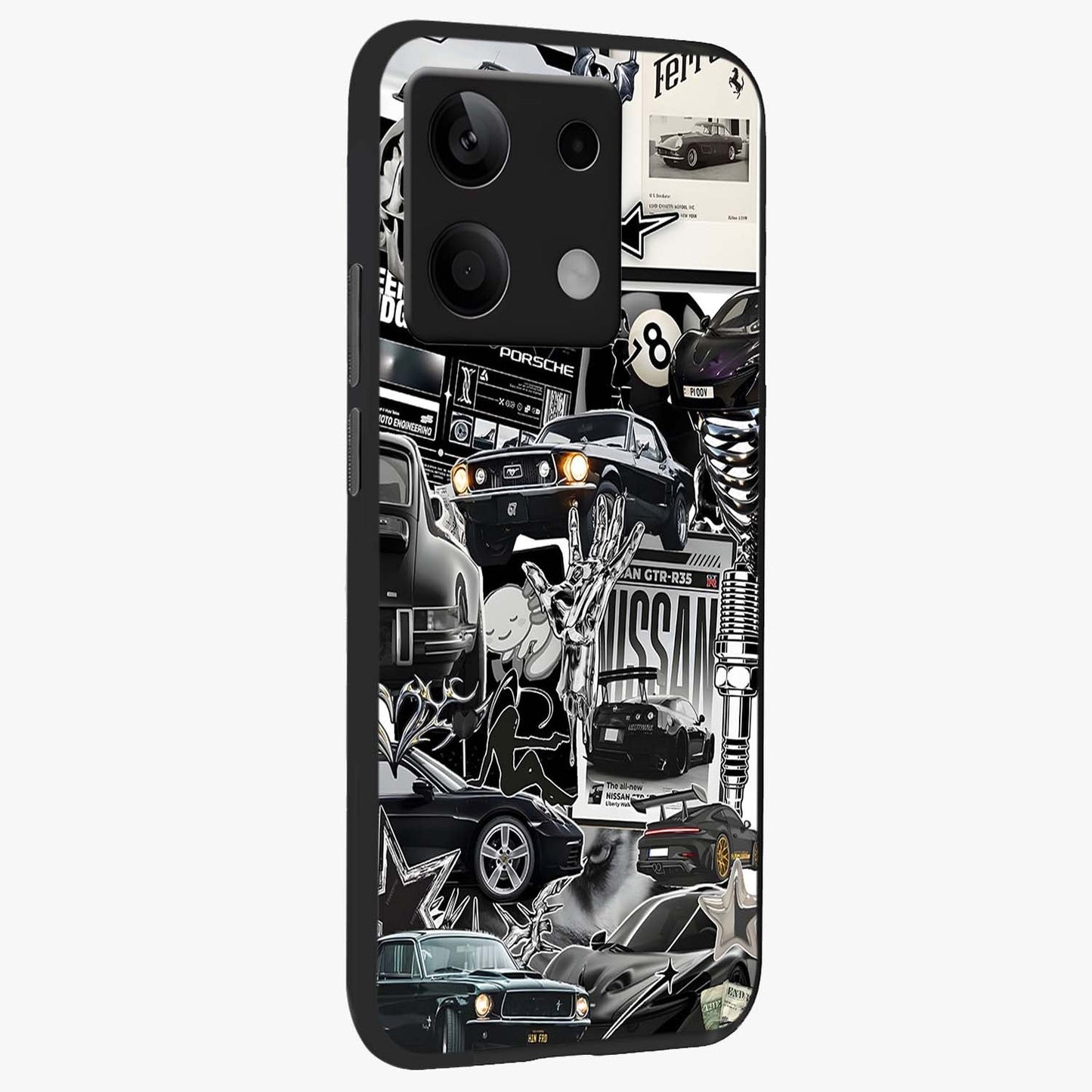 Aesthetic Dark Love Glass Case upright view showcasing dramatic romantic artwork with modern aesthetic style.