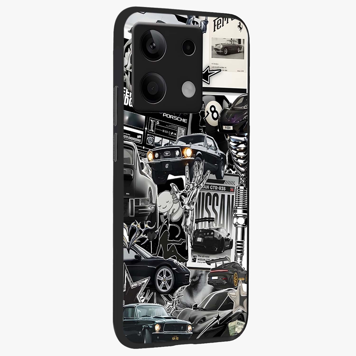 Aesthetic Dark Love Glass Case upright view showcasing dramatic romantic artwork with modern aesthetic style.