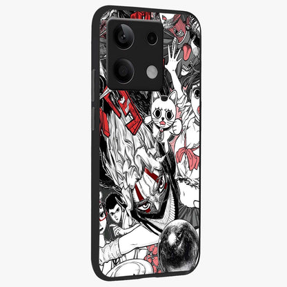 Crimson Chaos Panel Glass Case upright view showcasing intense crimson artwork with dramatic aesthetic style.