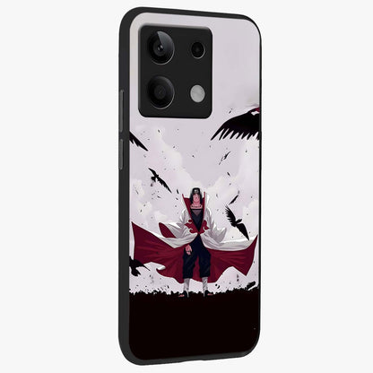 Crimson Crow Ascension Glass Case upright view showcasing dramatic crow artwork with bold gothic theme.
