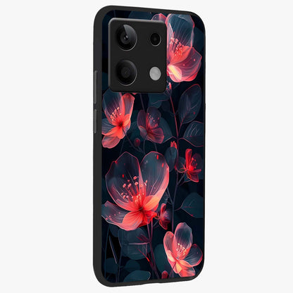 Dark Shade of Flower Glass Case upright view showcasing delicate flower artwork with rich dark floral theme.