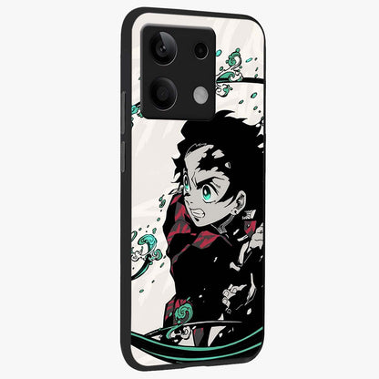 Demon Slayer Glass Case upright view showcasing powerful anime artwork with intense warrior theme.