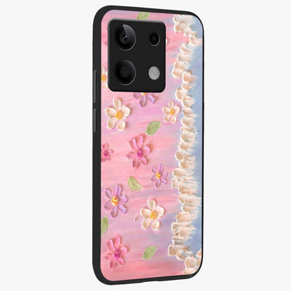 Dreamy Painted Garden Glass Case upright view showcasing vibrant floral garden artwork with artistic nature theme.