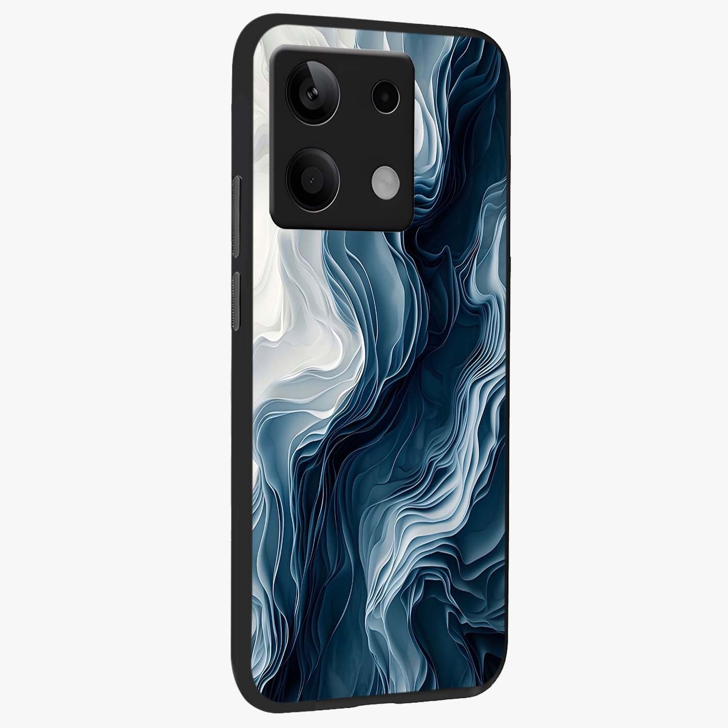 Ethereal Paper Marble Glass Case upright view showcasing smooth marble artwork with refined minimalist theme.