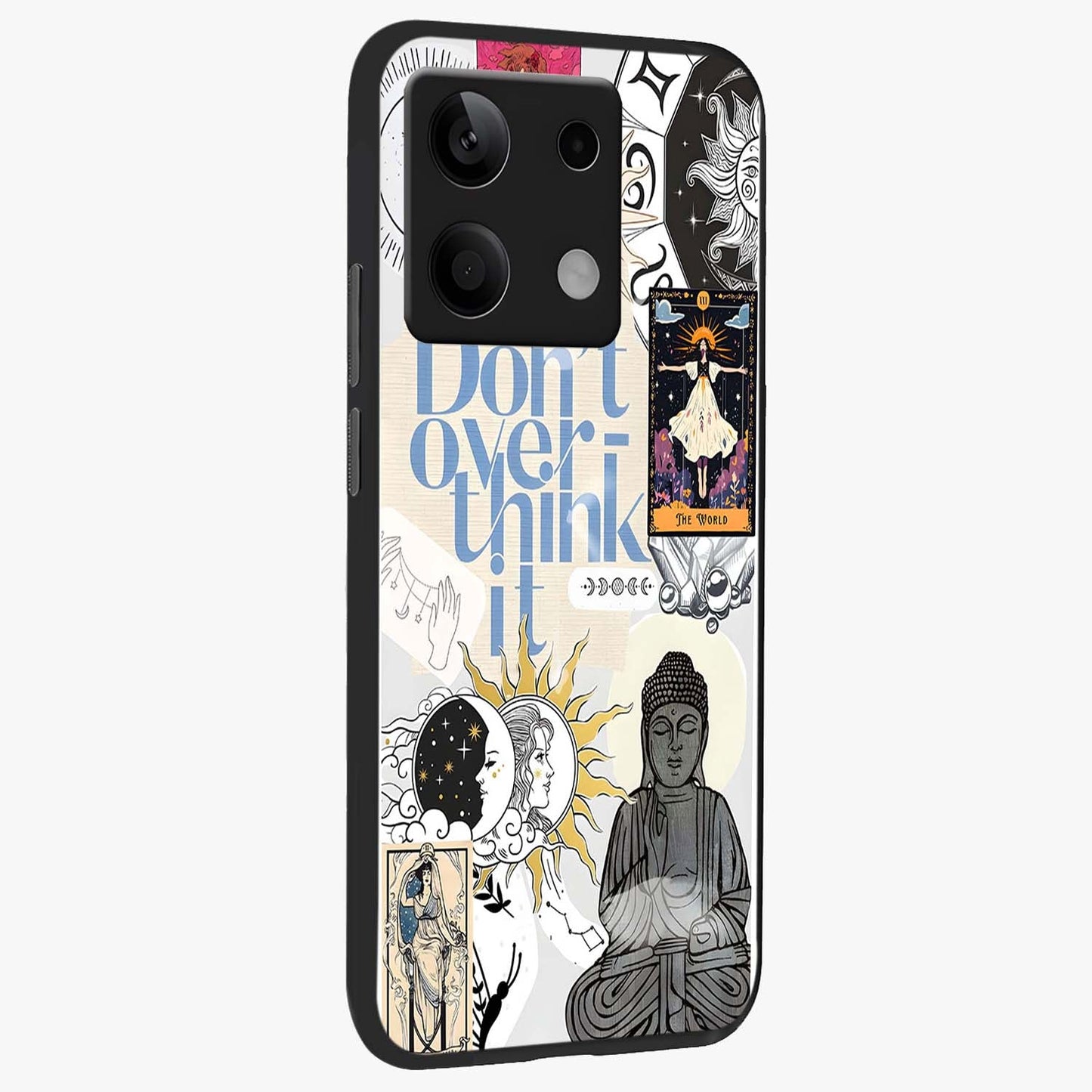 Ethereal Thoughts Glass Case upright view showcasing delicate artistic composition with peaceful dreamy theme.