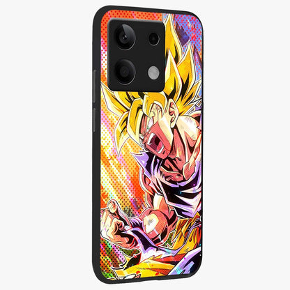 Firing Goku Glass Case upright view showcasing energetic anime artwork with bold warrior theme.