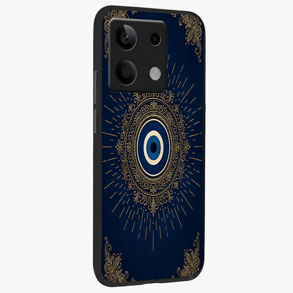 Golden Celestial Charm Glass Case upright view showcasing radiant celestial artwork with elegant golden theme.