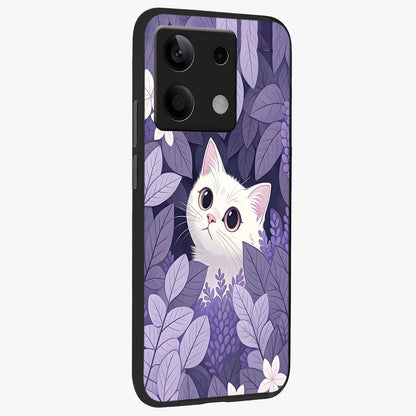 Lilac Hide Peek Cat Glass Case upright view showcasing charming cat artwork with adorable peek theme.