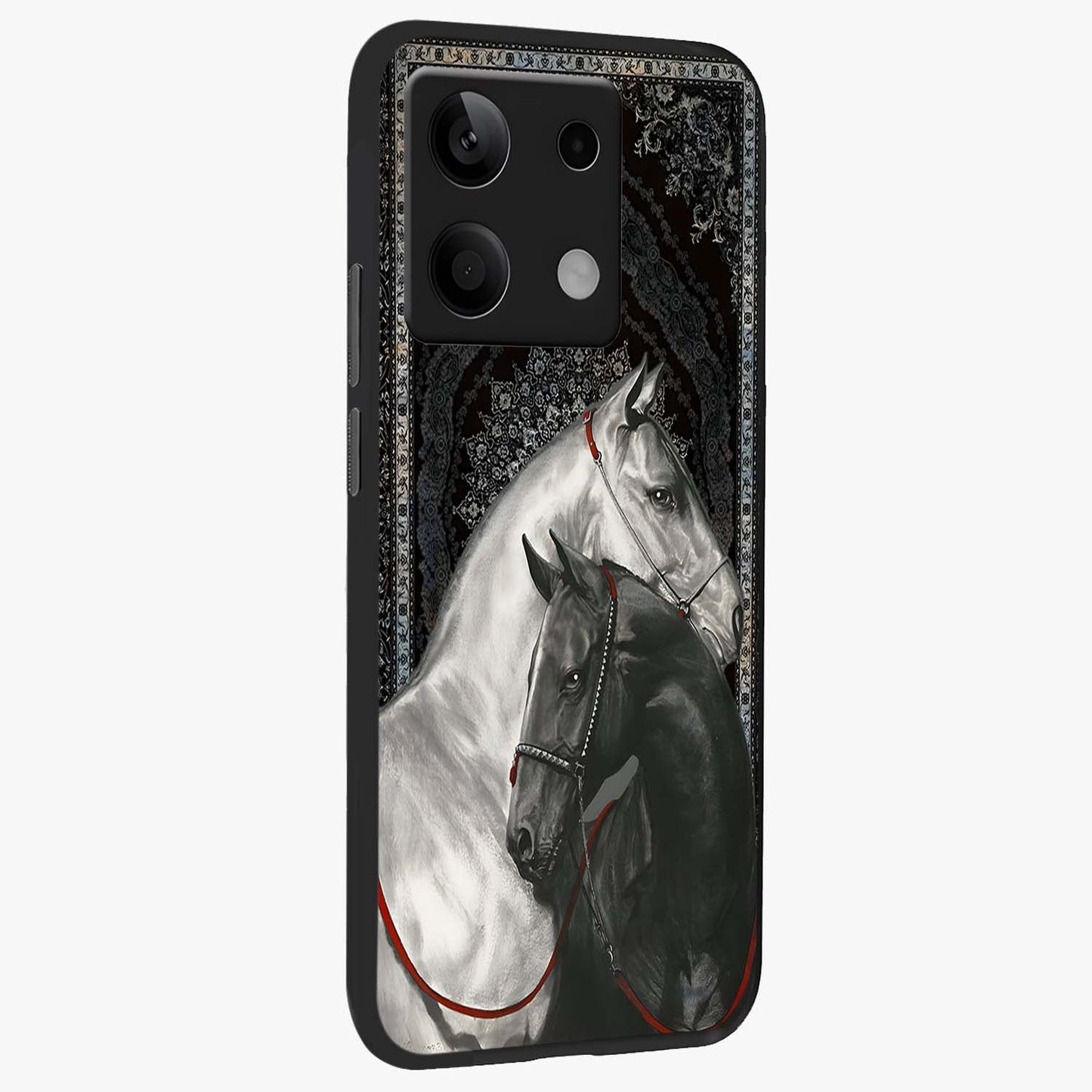 Majestic Ride Legacy Glass Case upright view showcasing dynamic ride inspired artwork with modern automotive theme.
