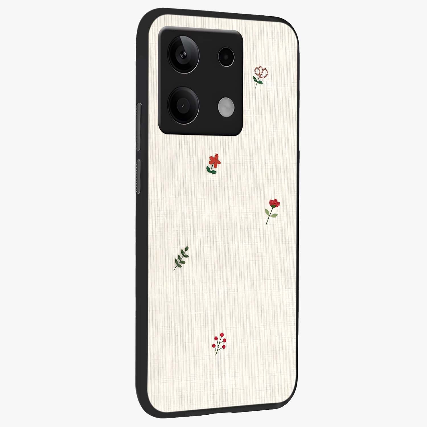 Minimalistic Blue With White Flower Pattern Glass Case upright view showcasing clean white flower artwork with calming blue theme.