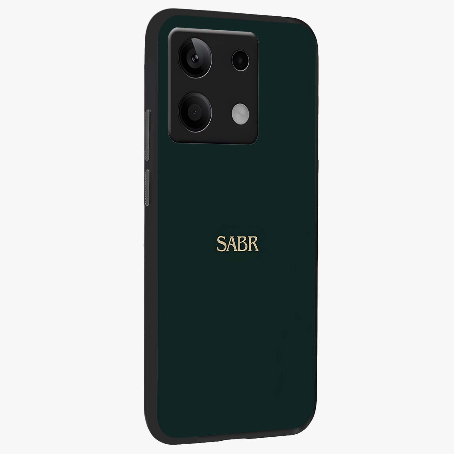 Sabr Minimal Patience Glass Case upright view showcasing calm minimalist artwork with motivational patience theme.