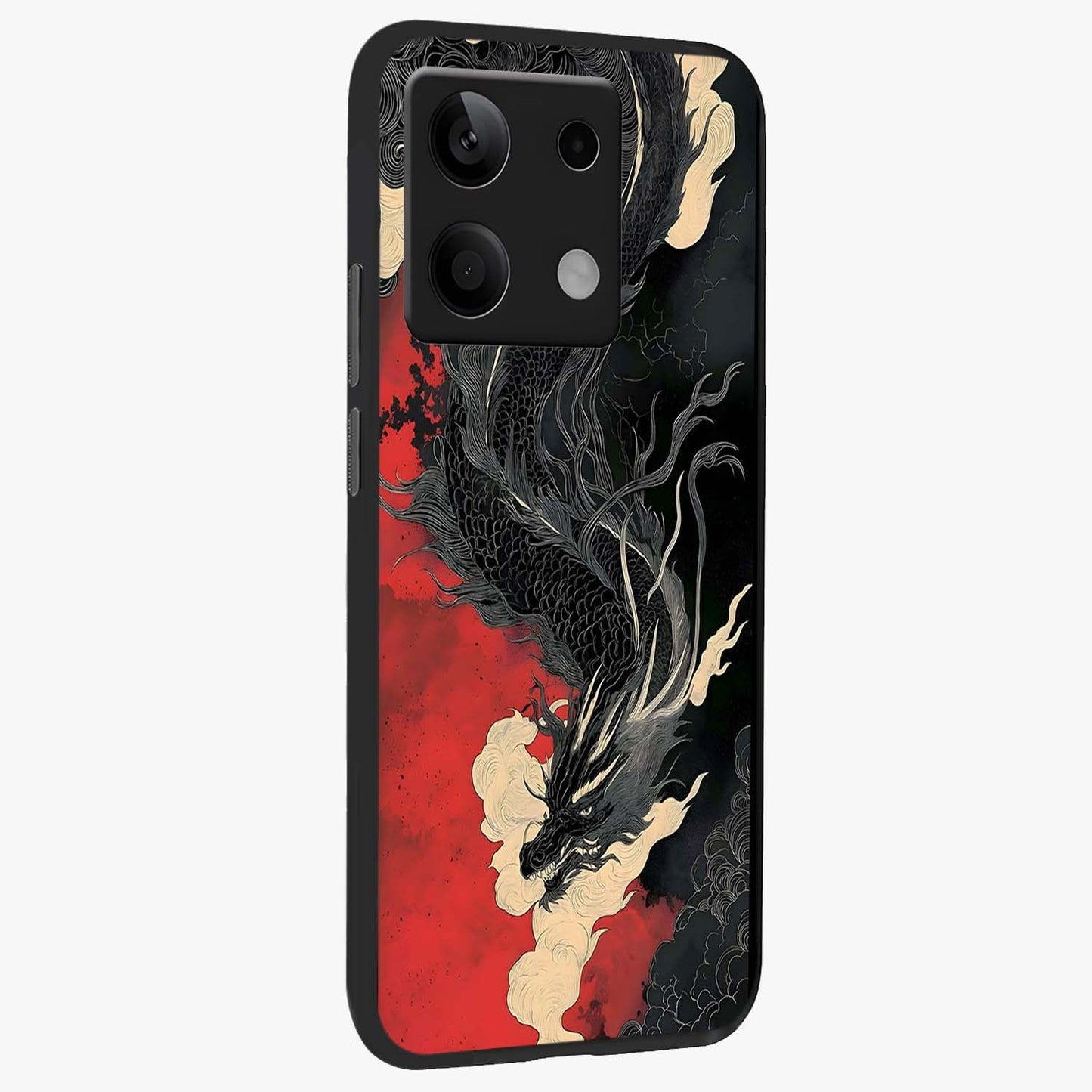 Shadow Dragon Fury Glass Case upright view showcasing intense dragon artwork with dramatic shadow theme.