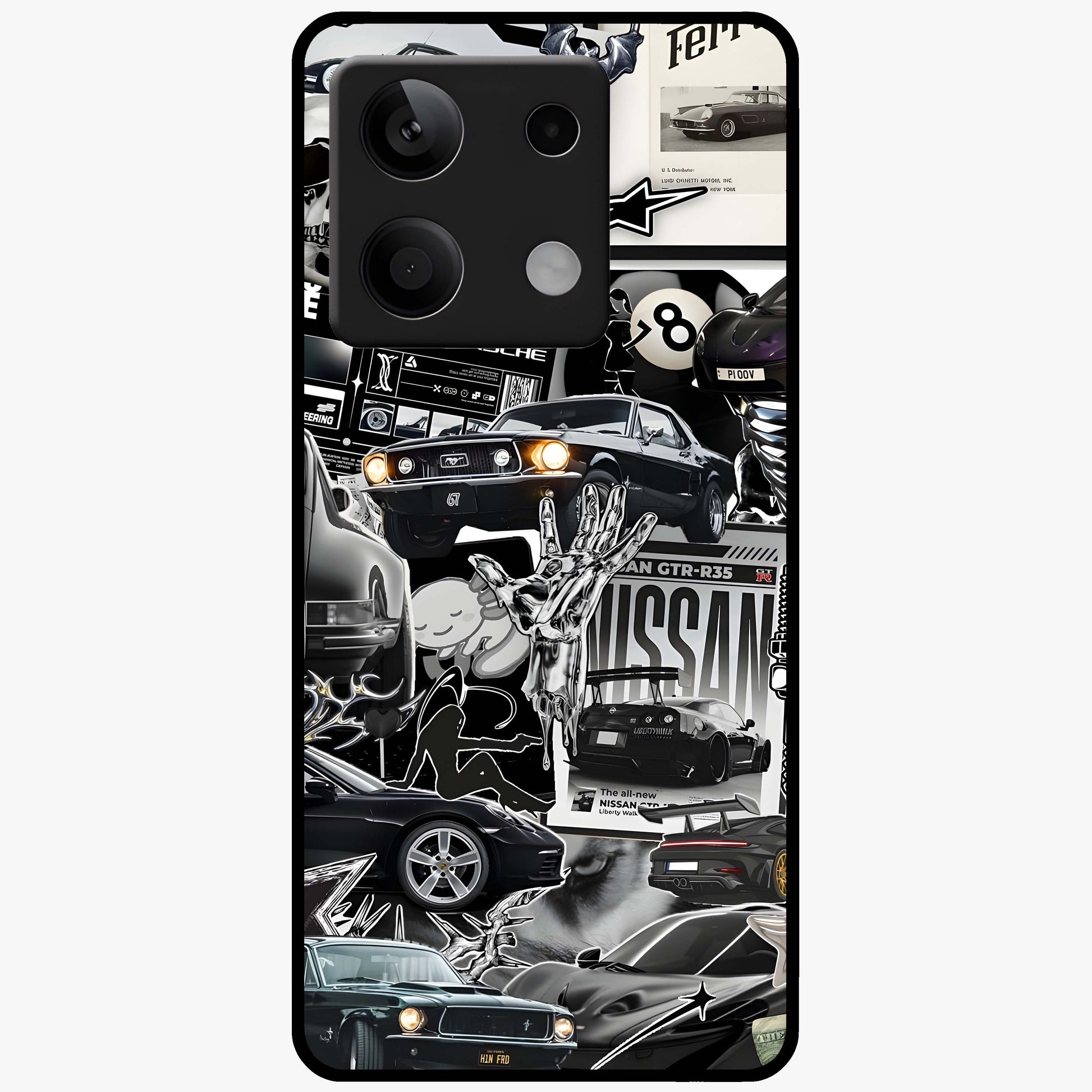 Aesthetic Dark Love Glass Case showing flat back view with dark romantic artwork and glossy glass finish.