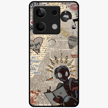 City Dream Sketch Glass Case showing flat back view with artistic city skyline sketch artwork and glossy glass finish.