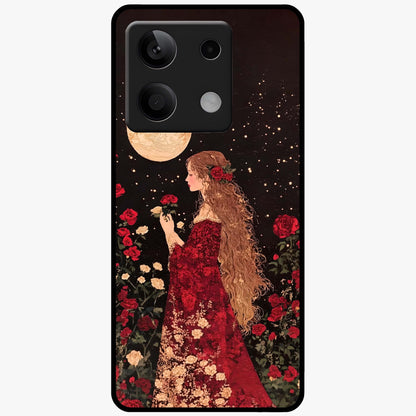 Crimson Dreams Glass Case showing flat back view with dreamy crimson artwork and glossy glass finish.