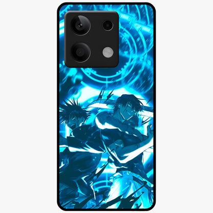 Cursed Energy Clash Glass Case showing flat back view with intense cursed energy artwork and glossy glass finish.