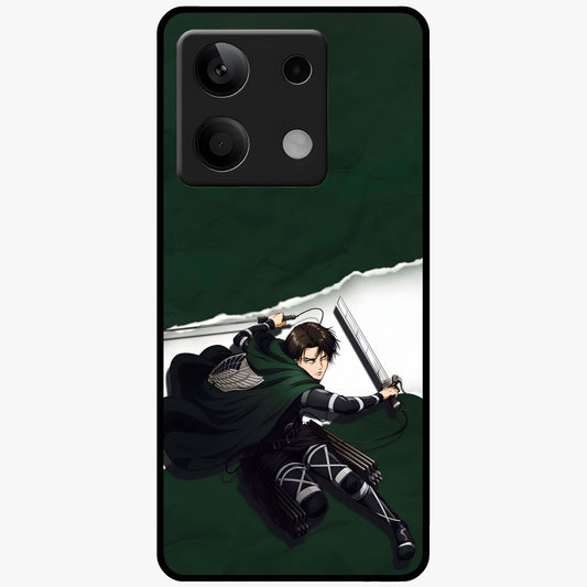 Emerald War Vanguard Glass Case showing flat back view with powerful warrior themed artwork and glossy glass finish.