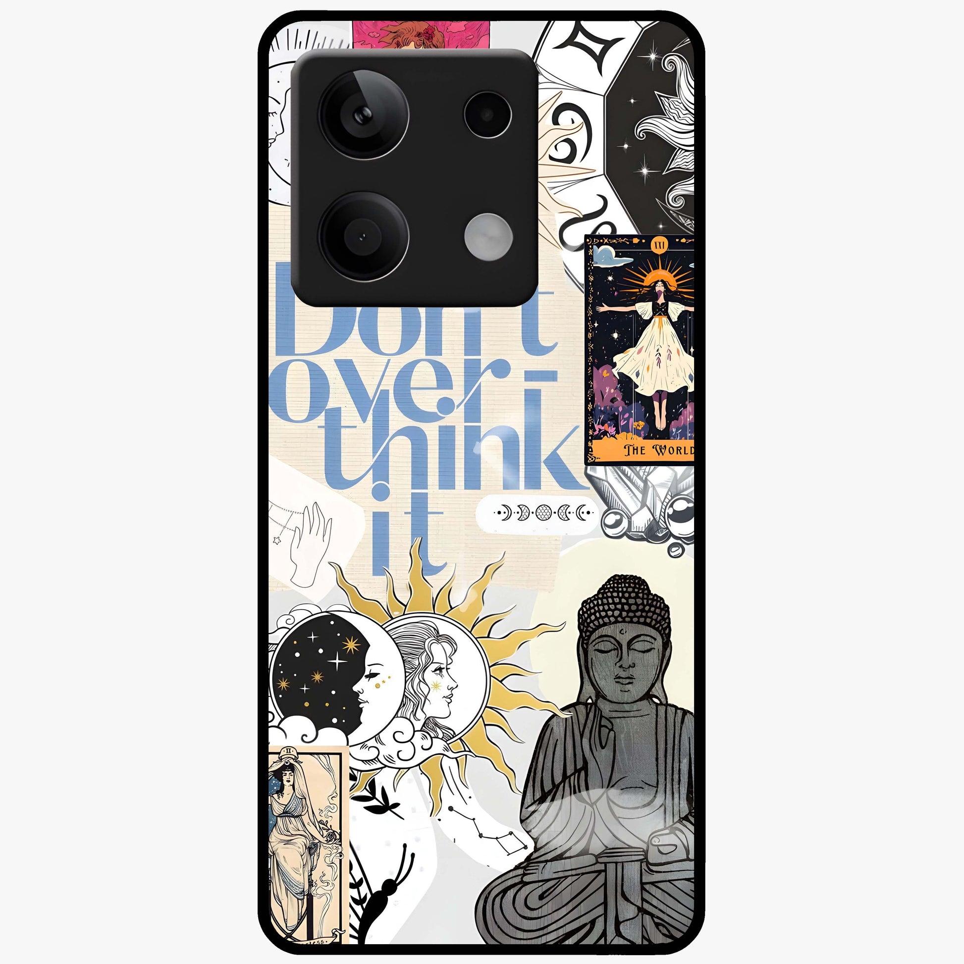 Ethereal Thoughts Glass Case showing flat back view with dreamy artistic artwork and glossy glass finish.