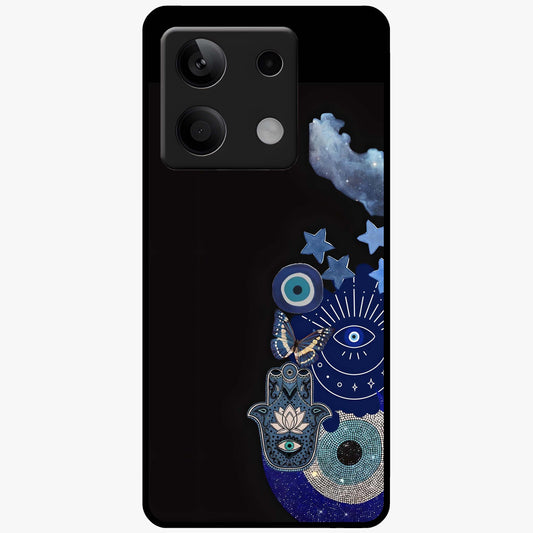 Galactic Charm Cluster Glass Case showing flat back view with glowing celestial charm artwork and glossy glass finish.