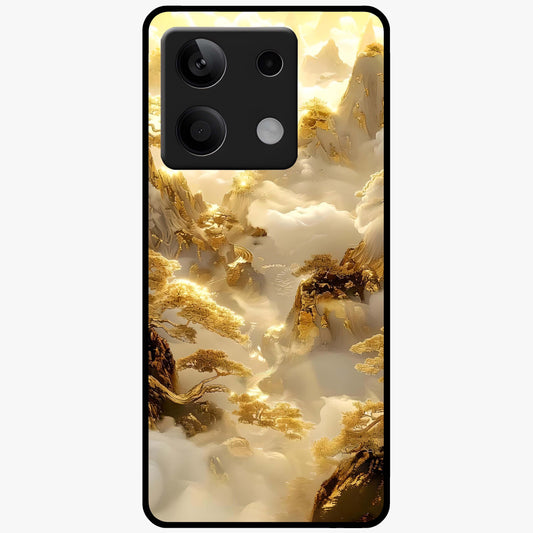 Gates Of Illumination Glass Case showing flat back view with mystical illuminated gate artwork and glossy glass finish.