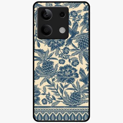 Heirloom Wild Bloom Glass Case showing flat back view with vintage inspired wild flower artwork and glossy glass finish.