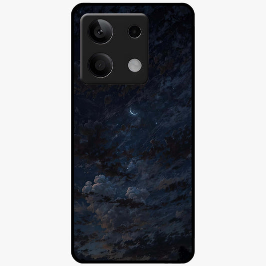 Lunar Veil Silence Glass Case showing flat back view with mystical moon veil artwork and glossy glass finish.