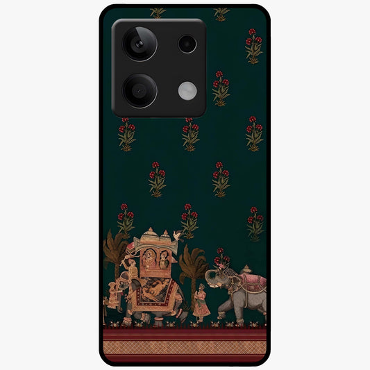 Macmerise Glass Case showing flat back view with stylish modern artwork and glossy glass finish.