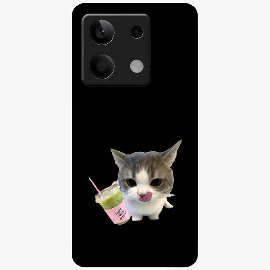 Matcha Cat Style Glass Case showing flat back view with cute matcha themed cat artwork and glossy glass finish.