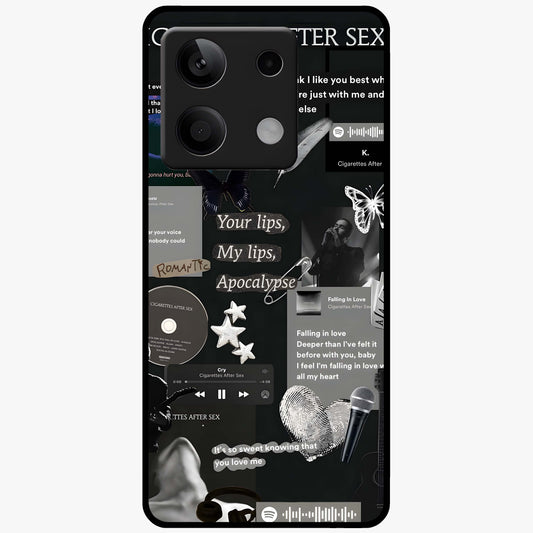 Midnight Love Echo Glass Case showing flat back view with romantic midnight themed artwork and glossy glass finish.