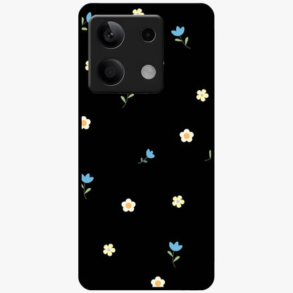 Minimalistic Blue With White Flower Pattern Glass Case showing flat back view with blue background and white flower pattern and glossy glass finish.
