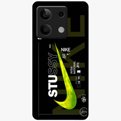 Neon Street Edition Glass Case showing flat back view with neon street style artwork and glossy glass finish.