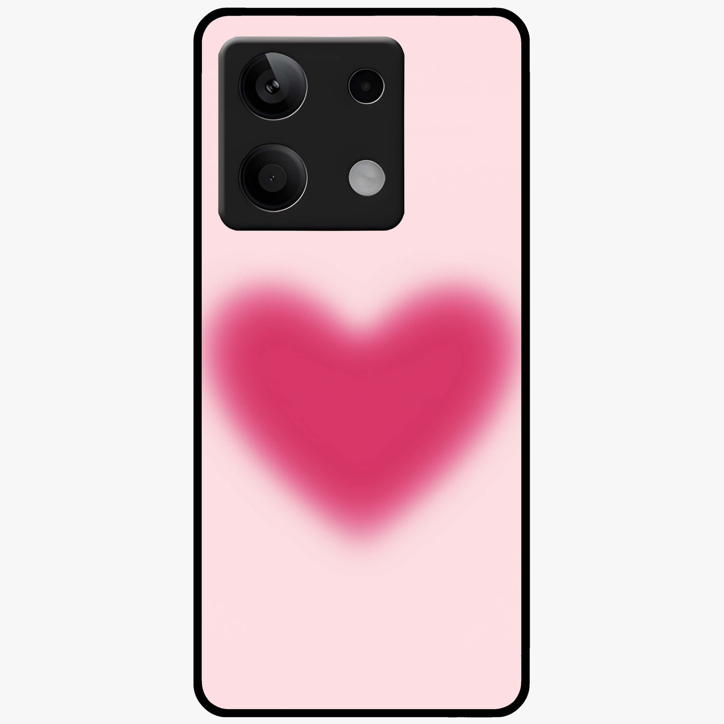 Pink Aura Heart Glass Case showing flat back view with glowing heart artwork and glossy glass finish.