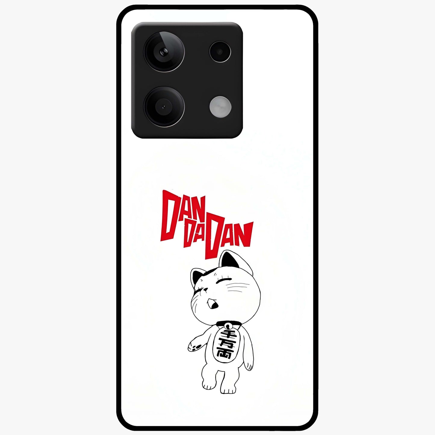 Playful Spirit Charm Glass Case showing flat back view with cheerful charm themed artwork and glossy glass finish.