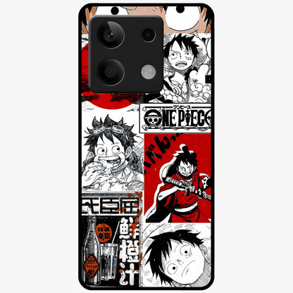 Strawhat Chaos Panels Glass Case showing flat back view with anime inspired chaos panel artwork and glossy glass finish.