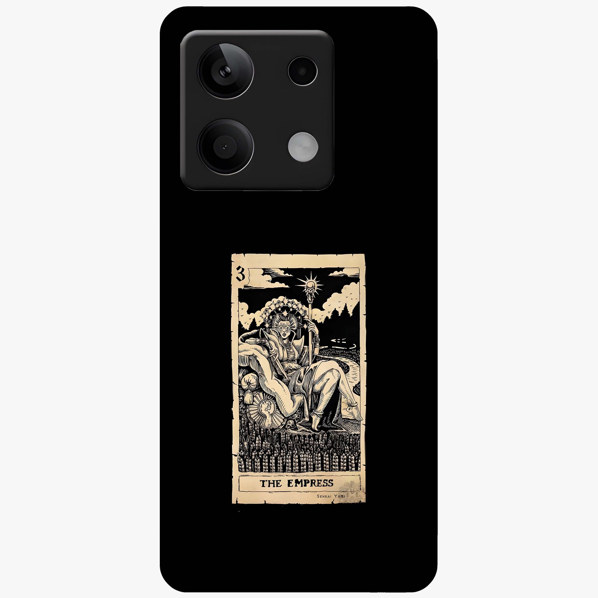 The Empress Glass Case showing flat back view with regal feminine artwork and glossy glass finish.