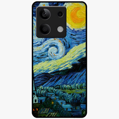 Van Gogh Art Glass Case showing flat back view with classic painterly artwork inspired by Van Gogh style and glossy glass finish.