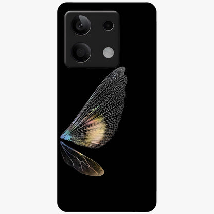 Whispers Of Wings Glass Case showing flat back view with graceful wing inspired artwork and glossy glass finish.
