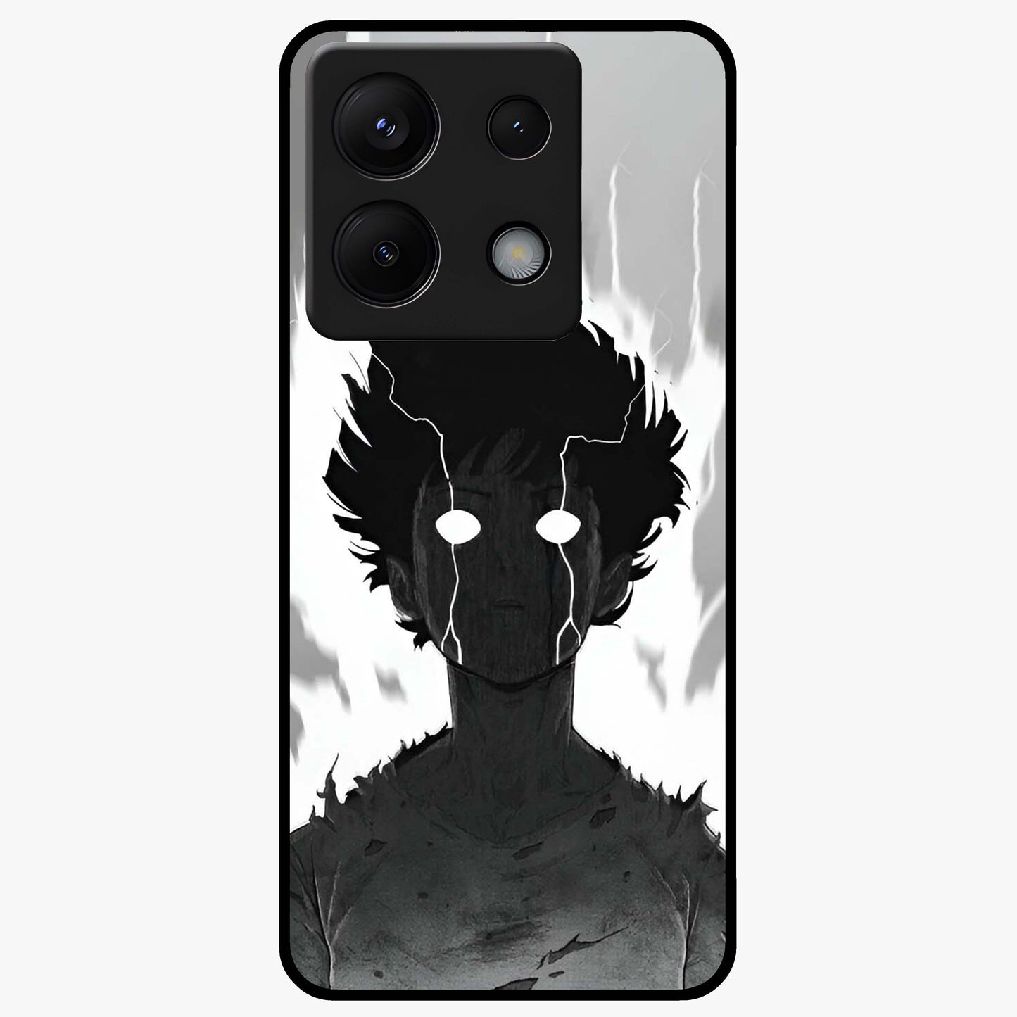 Awakened Inner Rage Glass Case showing flat back view with intense artistic artwork and glossy glass finish.
