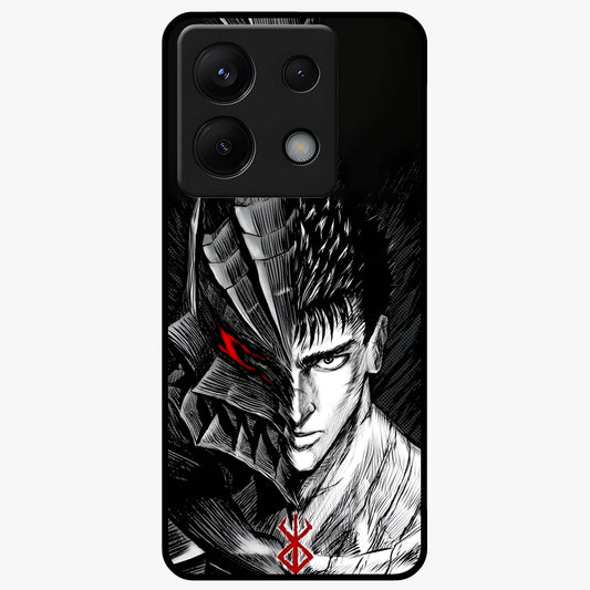 Berserker Blood Oath Glass Case showing flat back view with fierce warrior inspired artwork and glossy glass finish.