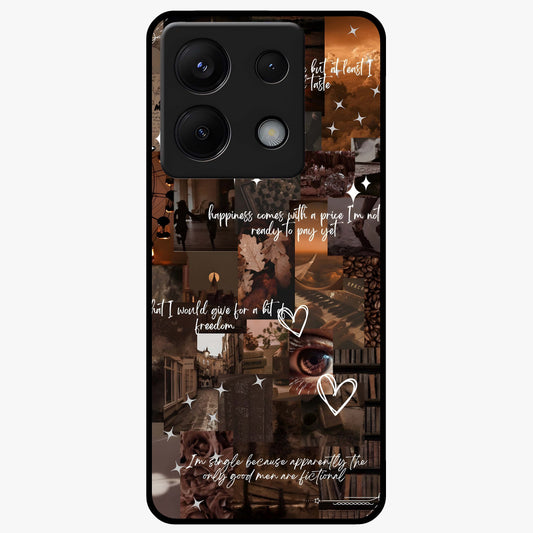 Bittersweet Aesthetic Chaos Glass Case showing flat back view with artistic chaotic aesthetic design and glossy glass finish.