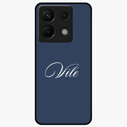 Blue Background Personalized Custom Name Glass Case showing flat back view with minimal blue background and custom name design.
